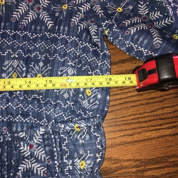 NEW! Anthropologie Forever That Girl Blue Boho Long Sleeve Blouse Size Medium - Picture 9 of 9